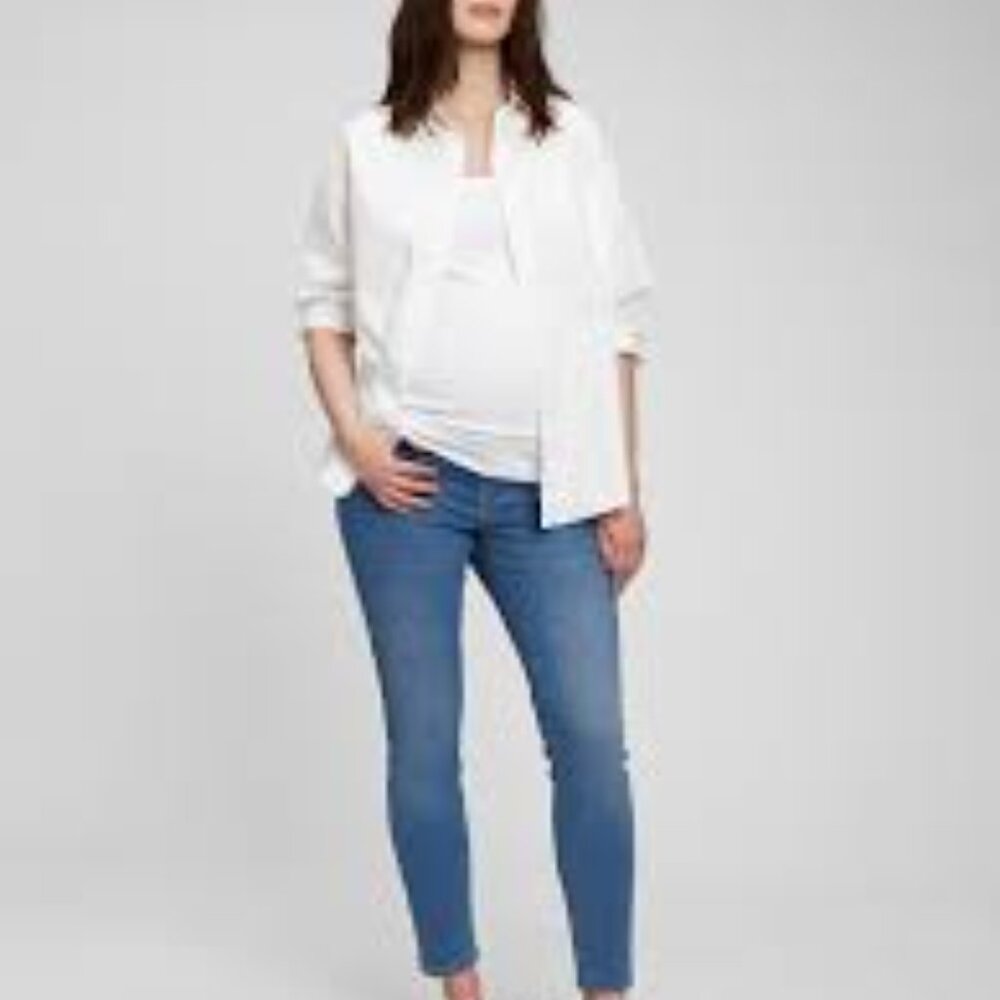 GAP Maternity Stretch Side Panels Adjustable Waist Skinny Jeans Sz 30 Reg